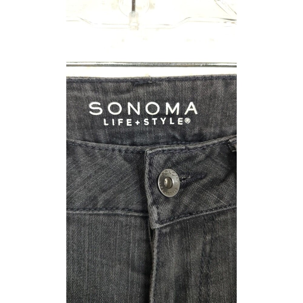 Sonoma Life + Style Jeans Mid Rise Size 2 Black Straight Faded Embossed Pockets - Picture 2 of 10